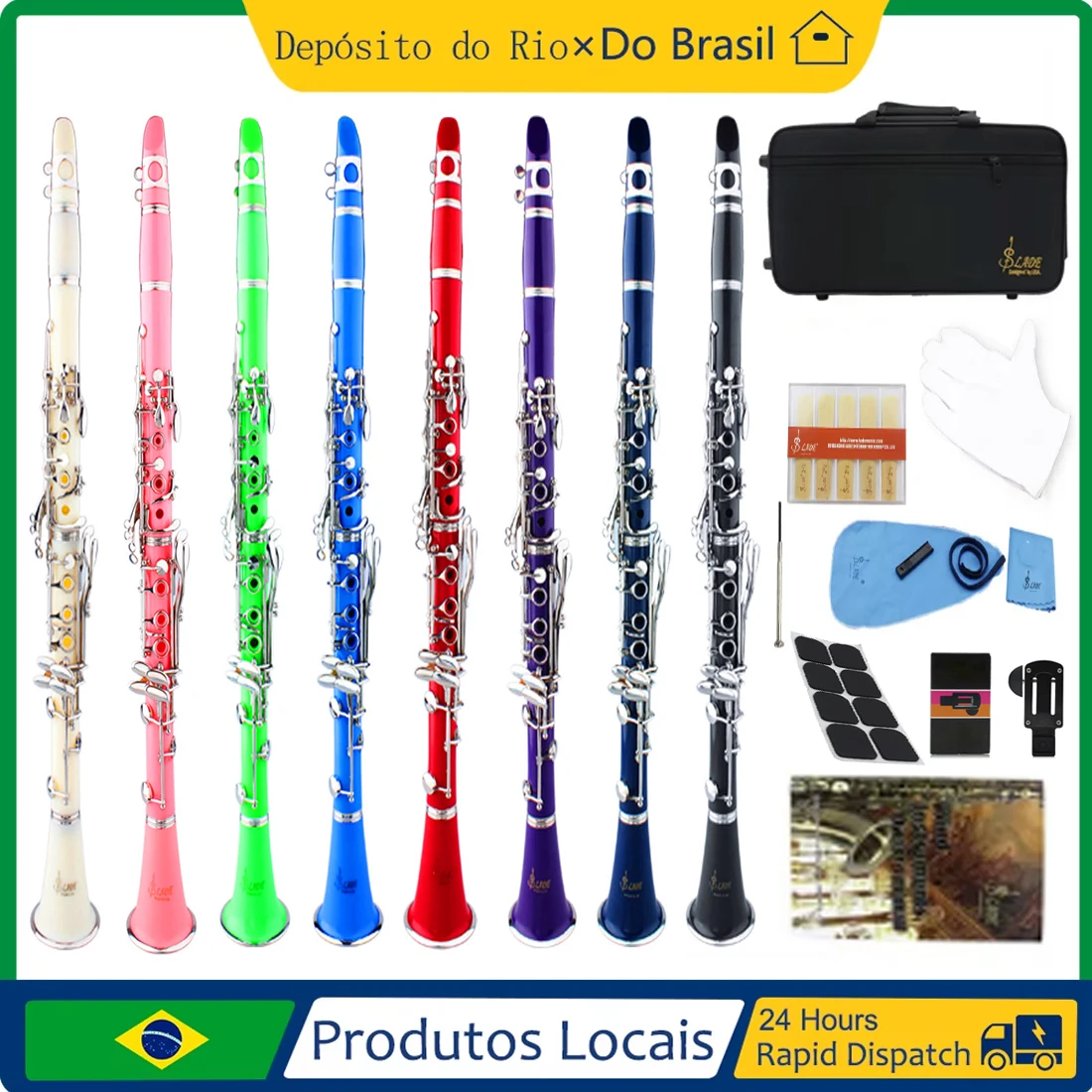 SLADE Multicolor 17 Keys Clarinet Bb B Flat Professional Woodwind Instrument ABS Resin Tube Clarinet With Box Reed Parts