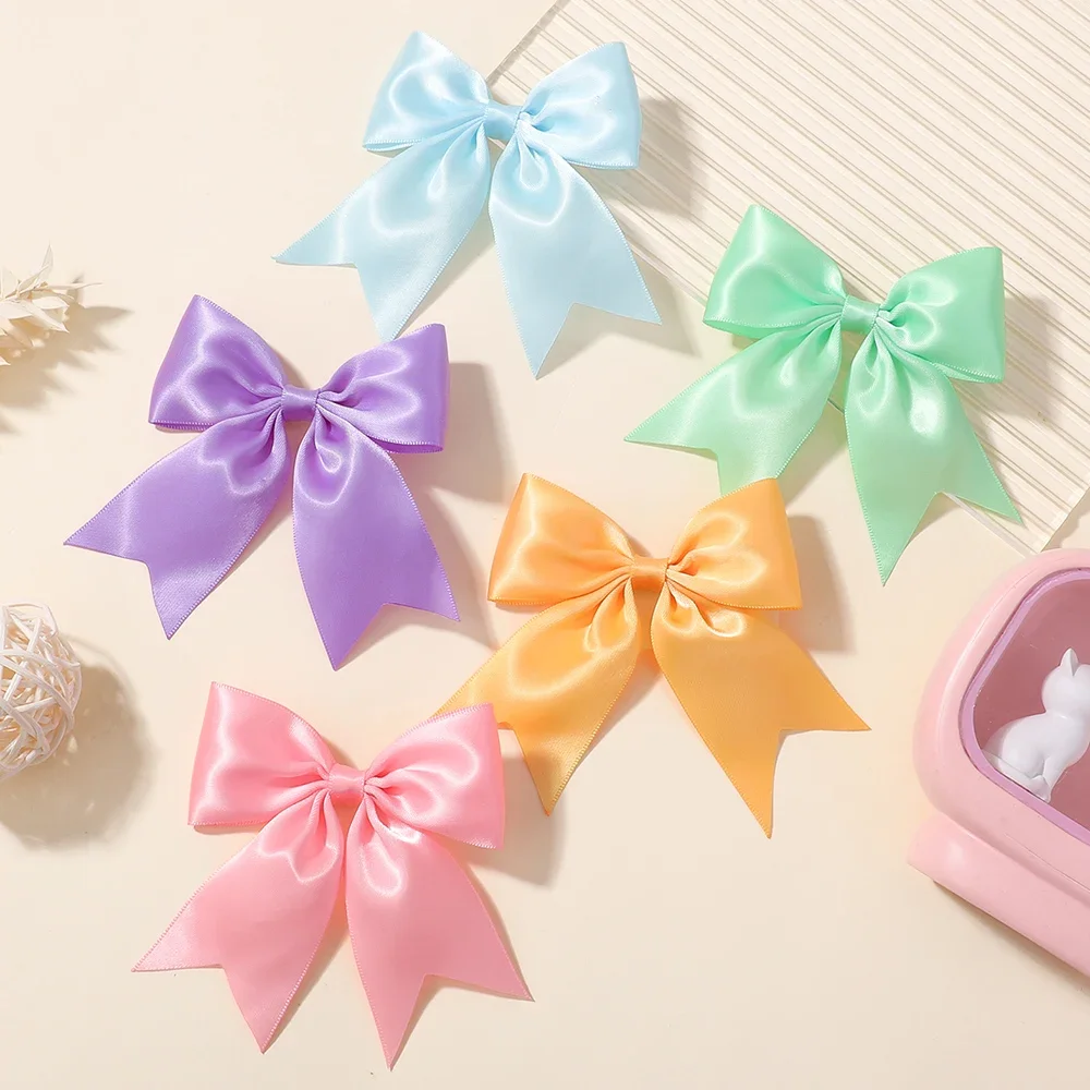 2/3/5Pcs Lovely Solid Color Ribbon Bows Hair Clip for Kids Girls Hairpins Barrettes Handmade Headwear Baby Hair Accessories