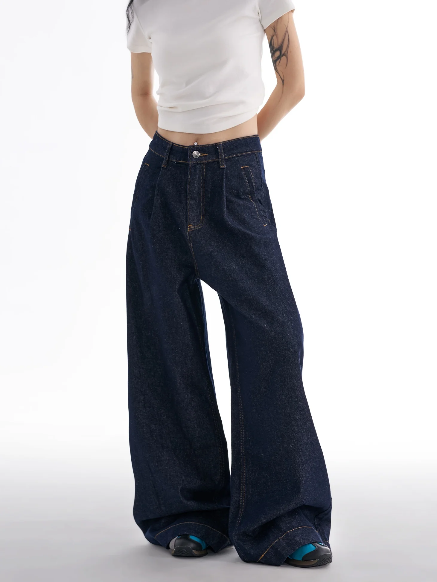 

AGUA, весенние новые широкие джинсовые брюки с высокой талией, женские свободные утягивающие винтажные цветные джинсы длиной до пола, Fem Faion