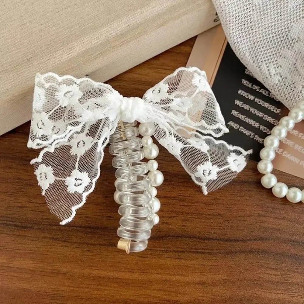 Lace Bow Bead Bubble Braid Hair Braiding Tool Elastic Hair Ties with Beads Side Ponytail Hair Ornament Styling Accessory Girls