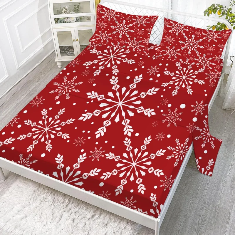 

Christmas snowflake duvet cover holiday decoration 3PC bedding 1 duvet cover and 2 pillowcases