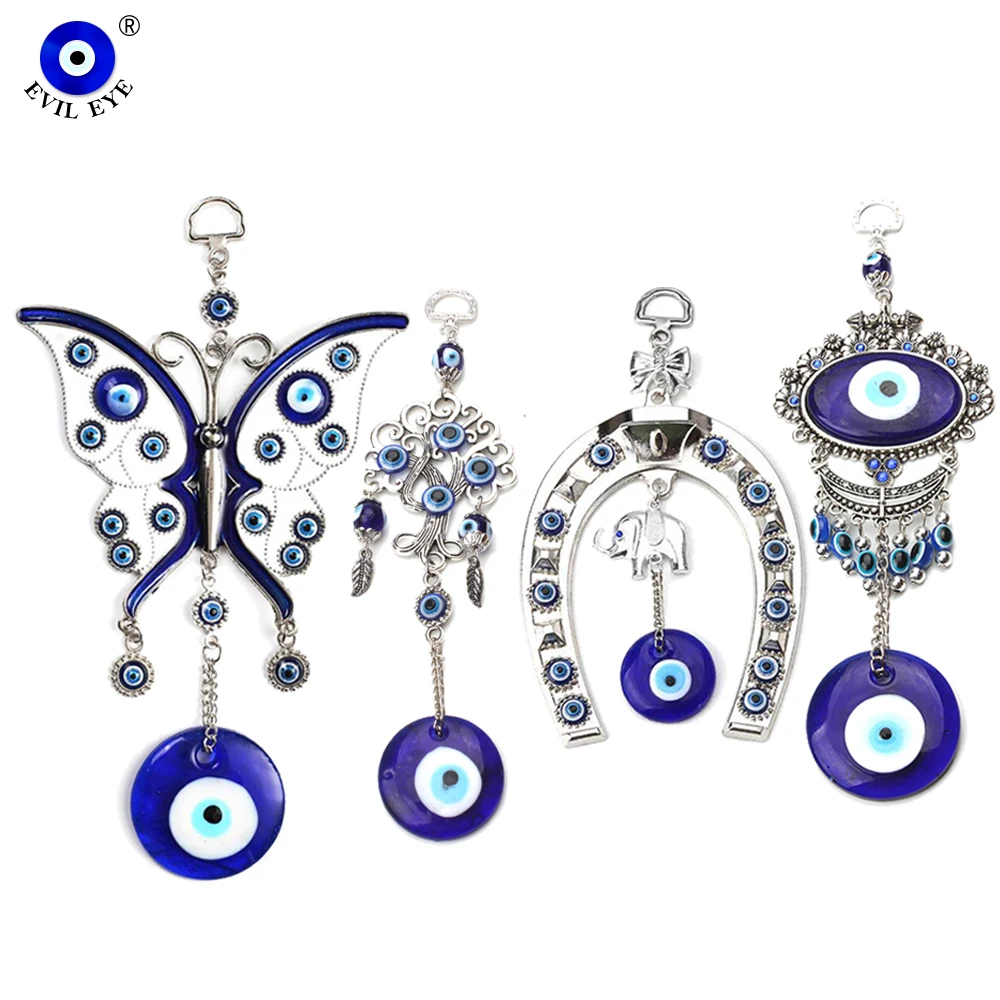 

EVIL EYE Butterfly Elephant Fatima Hand Pendant Keychain Turkish Evil Eye Key Chain Bag Car Keyring for Women Men Jewelry