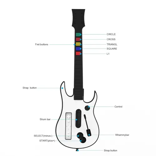 Imagen 2 del producto Controlador de guitarra Doyo para juegos Wii Guitar Hero y Rock Band (excluido Rock Band 1) consola de mando remoto