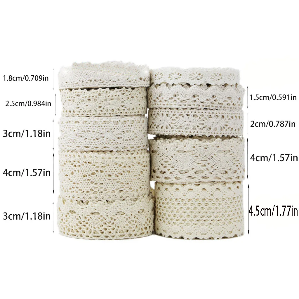 (5Meter/roll) White Beige Cotton Embroidered Lace Net Ribbons Fabric Trim DIY Sewing Handmade Craft Materials view 6