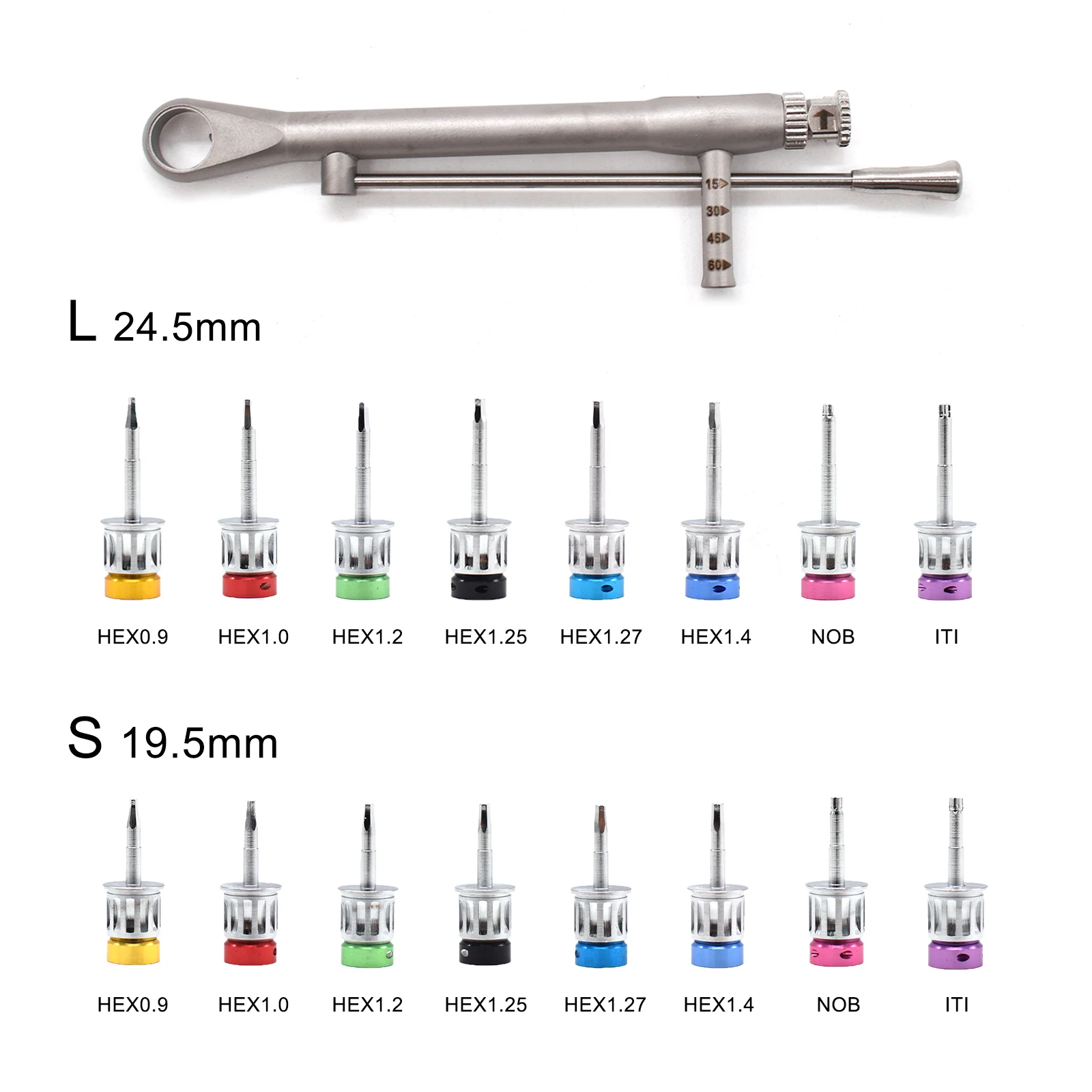 Dental Implant Torque Wrench Ratchet 15-60NCM with 16pcs ScrewDriver Dental Implant Restoration Repair Tool Kit Screwdriver Tool