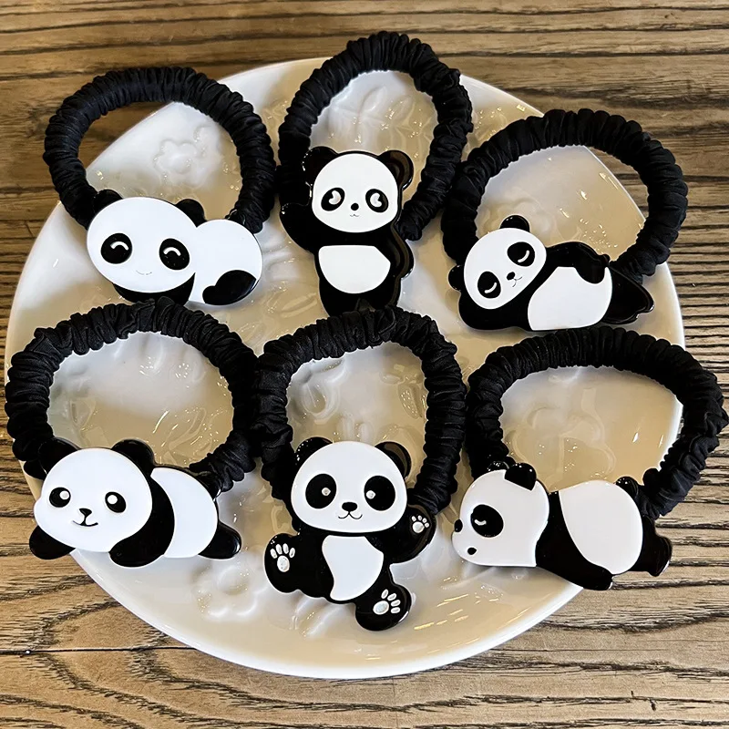 Cute Animal Panda HairRope Elastic Rubber Band Headrope for Women Gils High Ponytail Hair Accessories Gifts