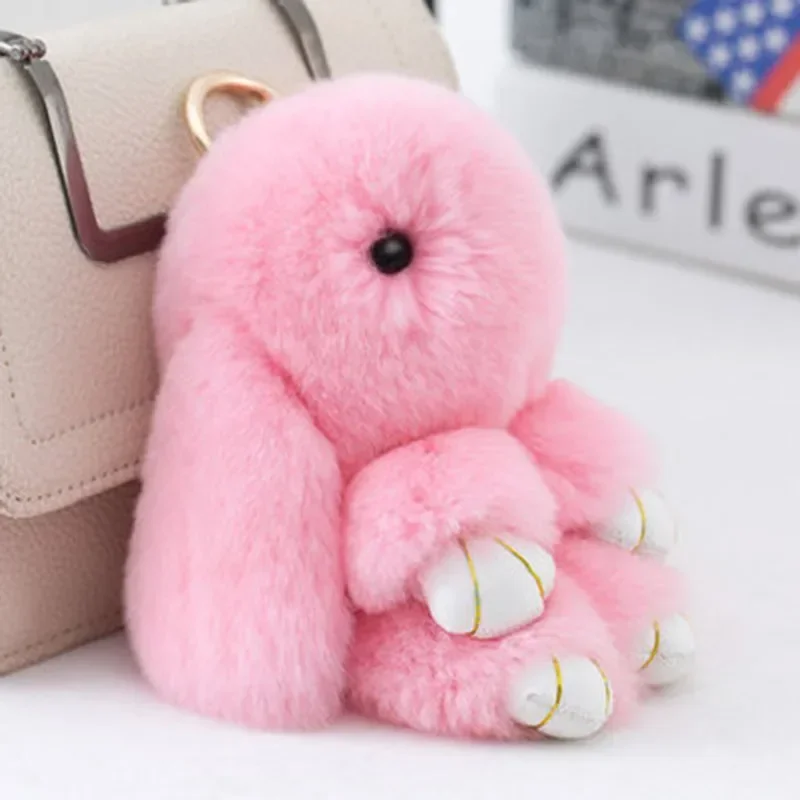 Echtes Kaninchenfell, hochwertiger süßer flauschiger Hasen-Taschenanhänger, schönes Kaninchen-Tier-Spielzeug, Geschenk für Mädchen für Taschen, Kawaii-Plüsch