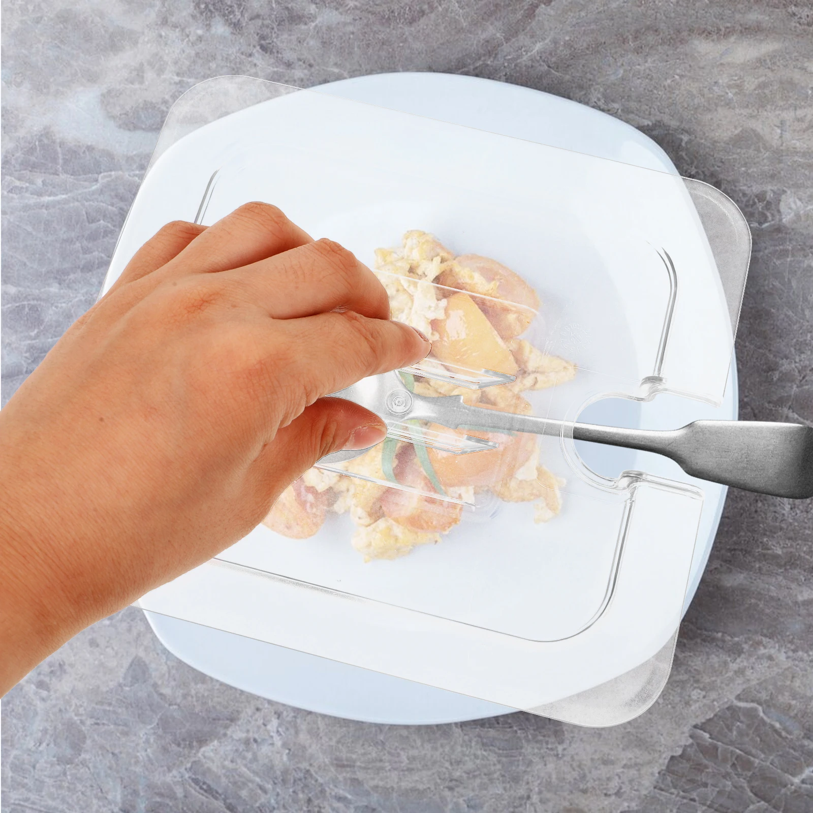 

6Pcs Food Pan Lids Transparent Reusable Plastic Notched Design Handle Universal Hotel Restaurant Food Cover