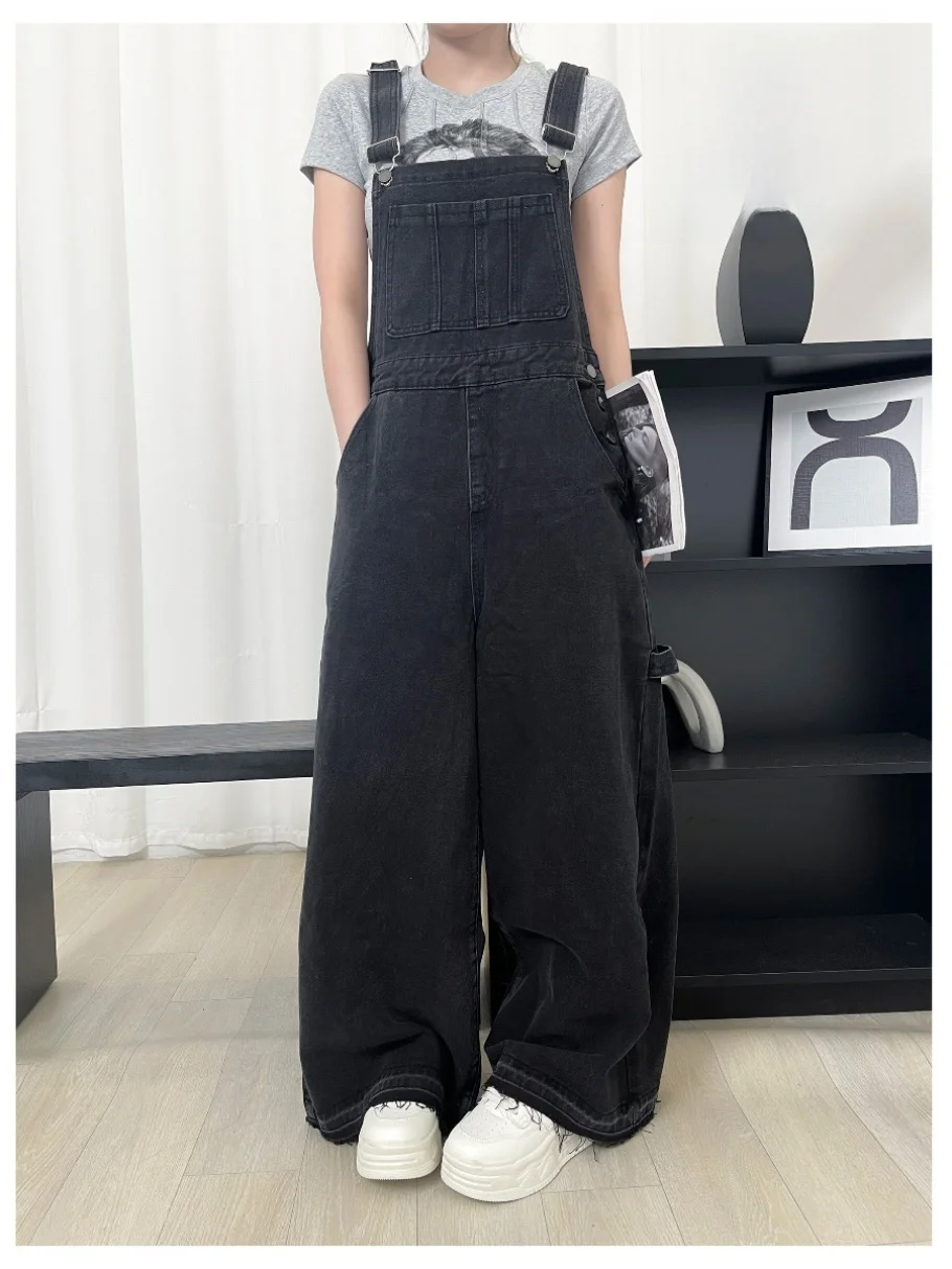 

plus Size 300 Pounds Denim Overalls Casual American Style High Waist Straight Leg Jeans Conceal Meat Slimming Trendy