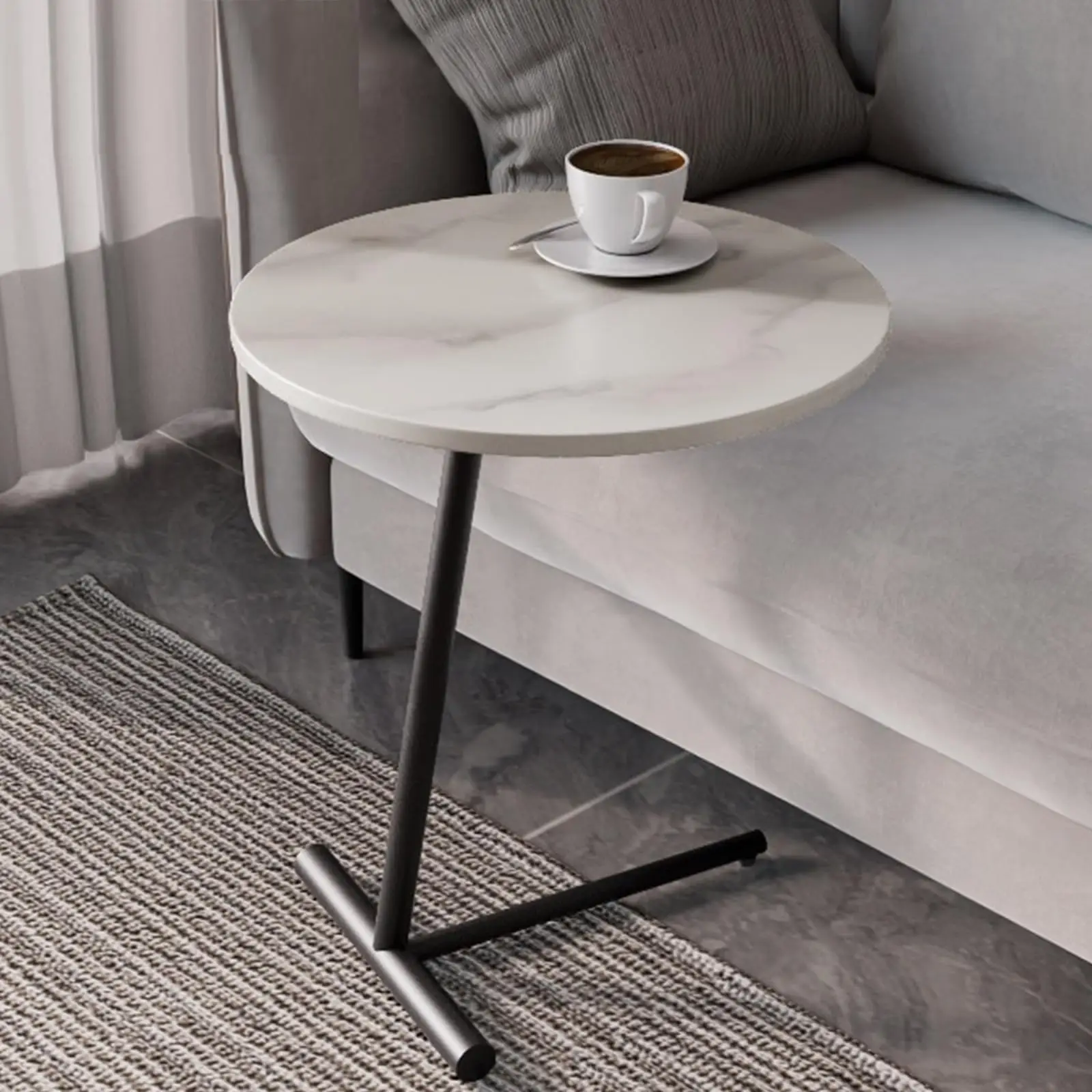 

C Shaped End Table,Round Couch Table,Modern Side Table,Sofa Tray Table for Bedroom,Living Room