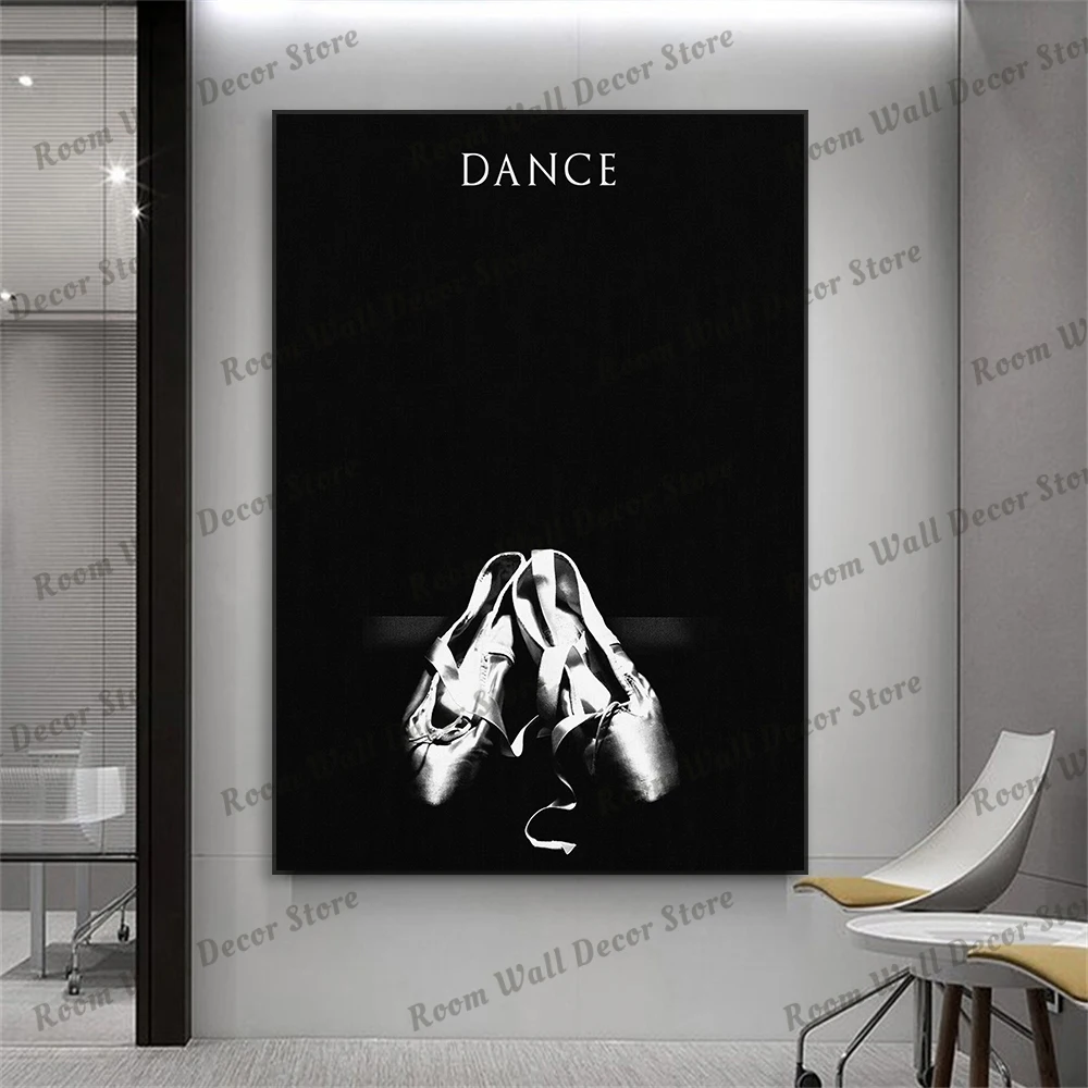 Black and White Canvas Painting Dance Shoes Art Prints Ballet Dancer Canvas Painting Poster Home Living Room Dance Studio Decor