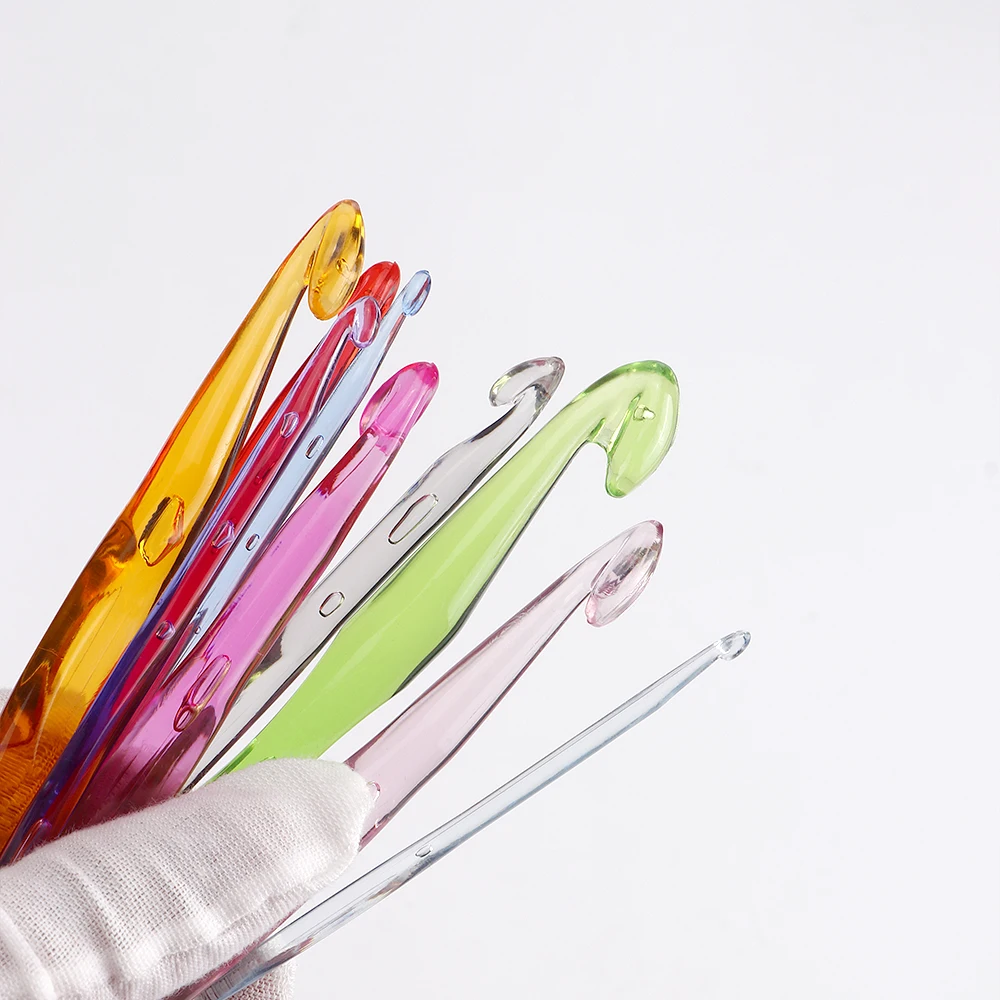 1set Transparent Candy Color Knitting Needles, Single-pointed Crochet Hook, DIY Hand Knitting Sweater/Creative Yarn Project