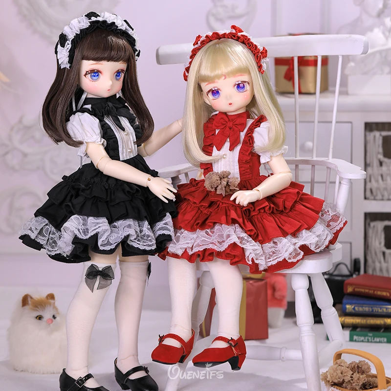 Yurina BJD Anime Puppe 1/4 Harz Spielzeug mit Tannenzapfen Körper Figur Rot Schwarz Lolita Stil Schwestern Puppen Überraschung Geschenk für Mädchen