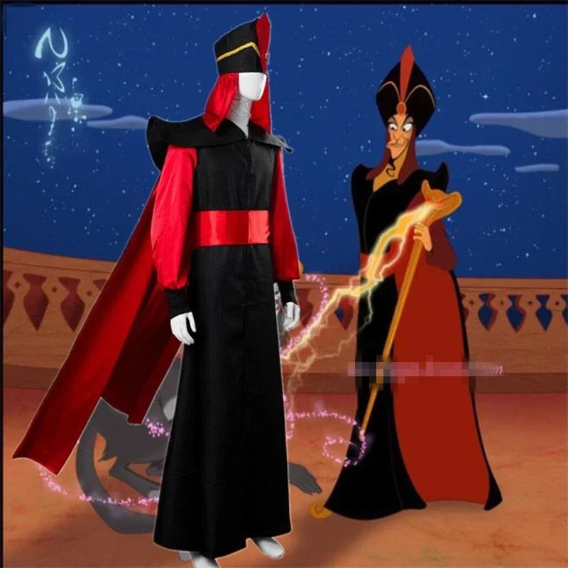 Costume d'Halloween du Film Themagic Lamp Aladdin Jafar, Robe de Magicien pour Adulte