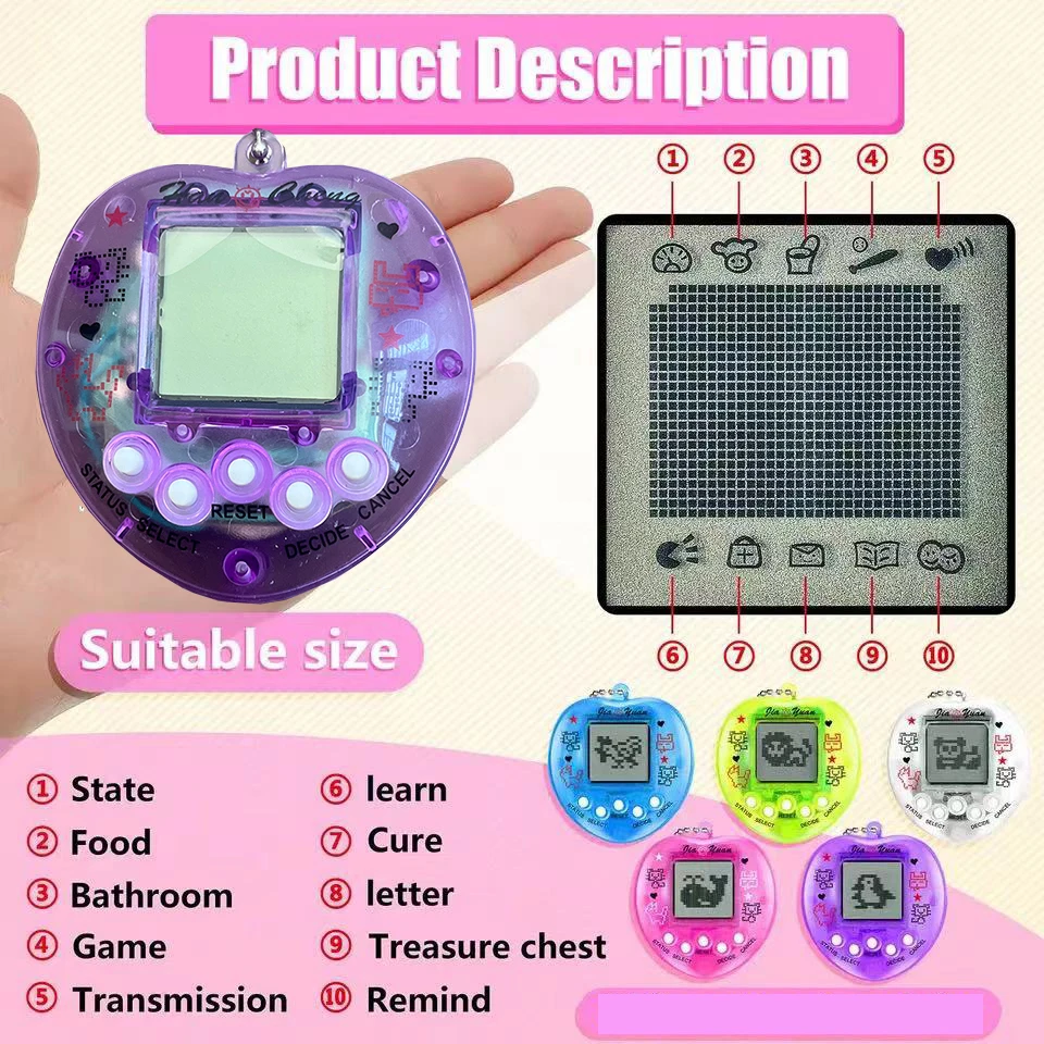 Penguin-Type Handheld Electronic Pet Game Console 168-in-1 Classic Mini Virtual Development Game Tamagotchi Toys For Kids