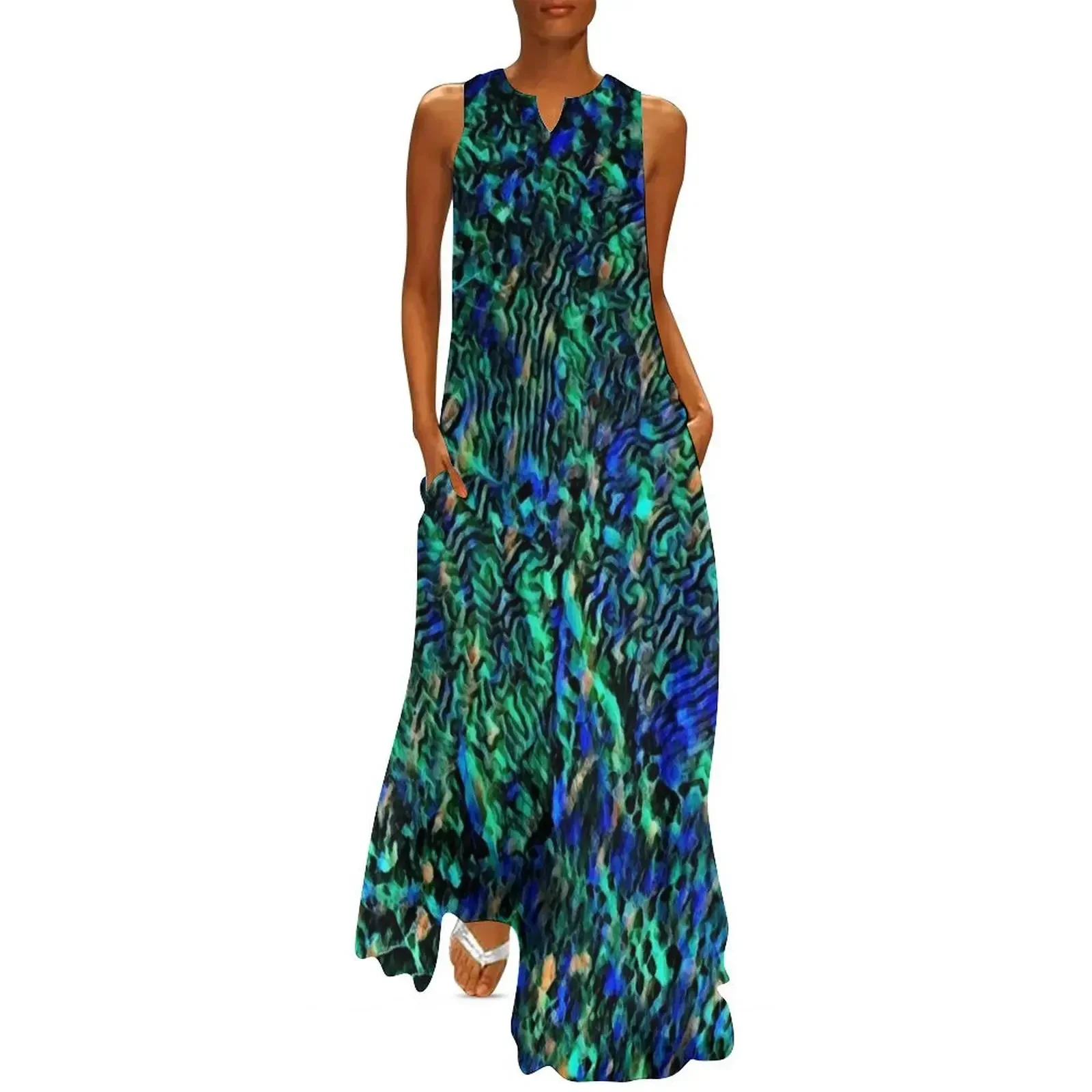 

Ancient Reef in Emerald and Sea Blue Long Dress dresses for woman 2025 dress summer 2025 women Female dress