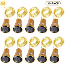 10/20leds solar garrafa de vinho luz da corda fio cobre solar luzes fadas forma cortiça lâmpada natal para festa casamento decoração do jardim