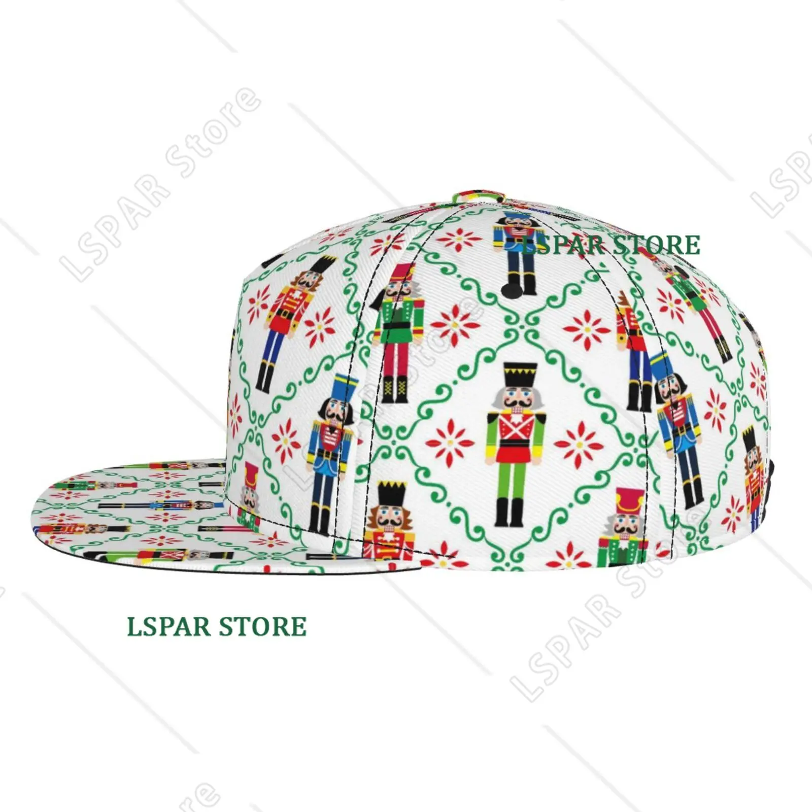 Christmas Nutcracker Soldier Flat Brimmed Hat Street Skateboarding Hip Hop Hat Outdoor Leisure Sunshade Baseball Hat Universal