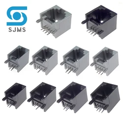 10pcs/lot RJ11 4P4C 6P2C 6P4C 6P6 8P8C PCB Jack Vertical Ports Sockets black gray Modular Network Female Connectors crystal Plug