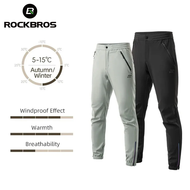 ROCKBROS Winter Pants Windproof Warm Cycling Pants  Bike Pants Fleece-lined Long Pants Riding Fitness Trousers Sport Equipment