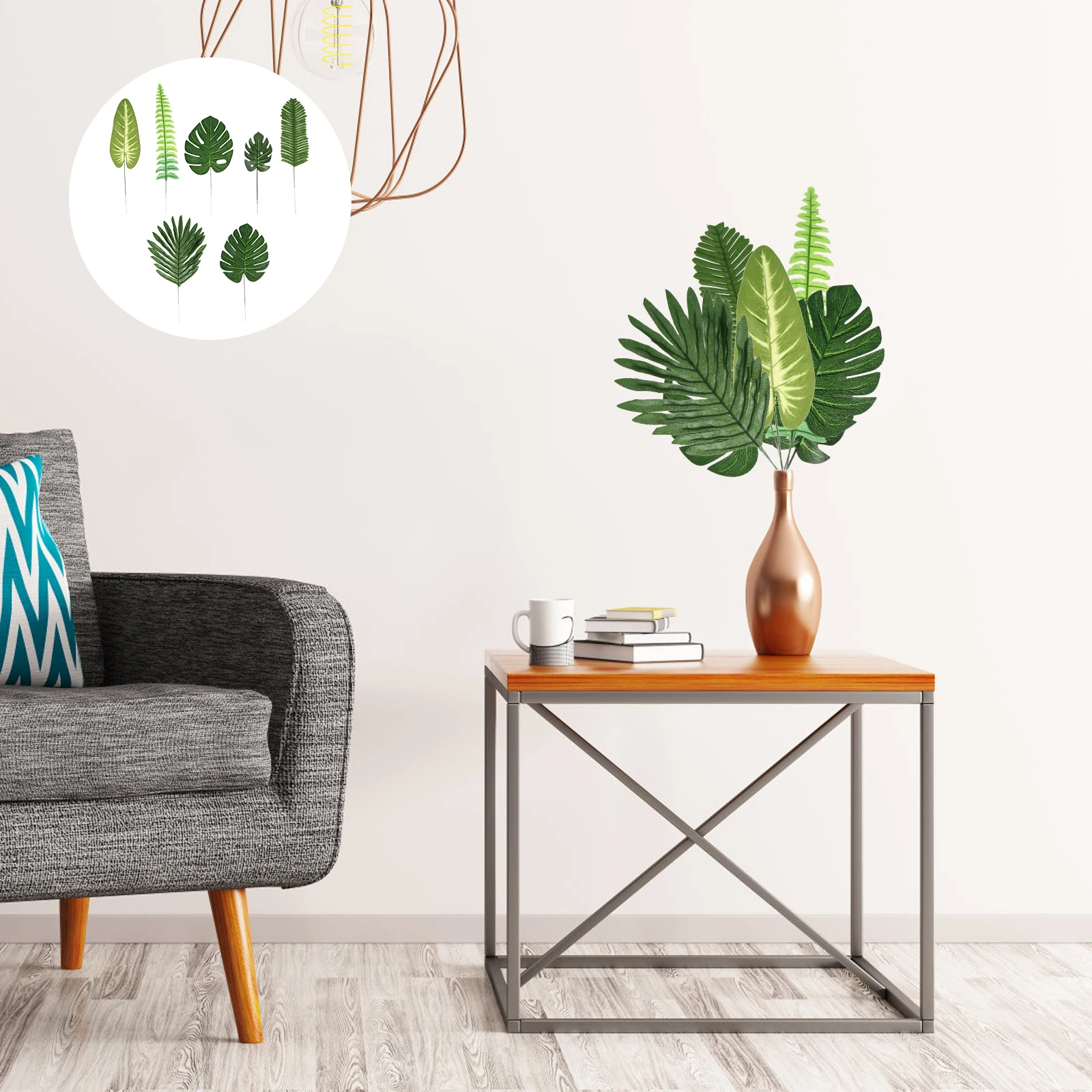 

90 Pcs Simulation Palm Decor High Quality Silk Tropical Plants Home Artificial Leaf Decorations Wedding Party