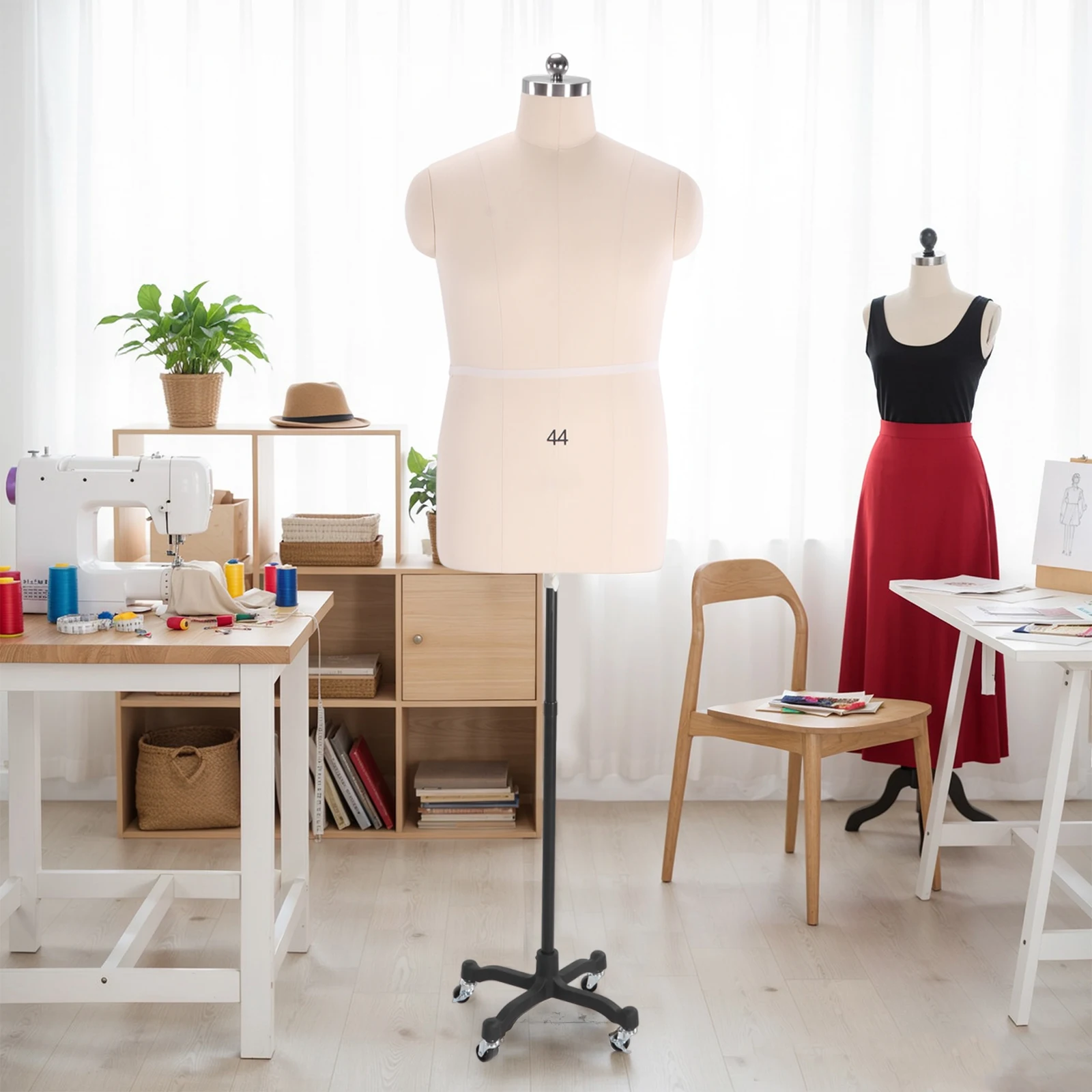 

Sewing Mannequin with Stand Height Adjustable Pinnable Dressmaker Dummy Easy Assembly with Wheels for Tailoring