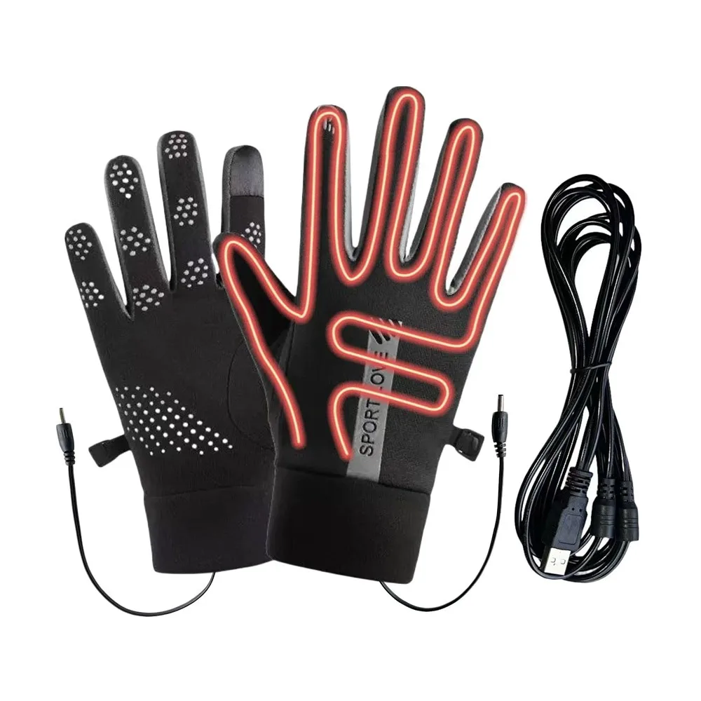 

Durable Winter USB Heated Gloves Adjustable Waterproof Touchscreen Gloves Non-Slip Reusable Rechargeable Gloves