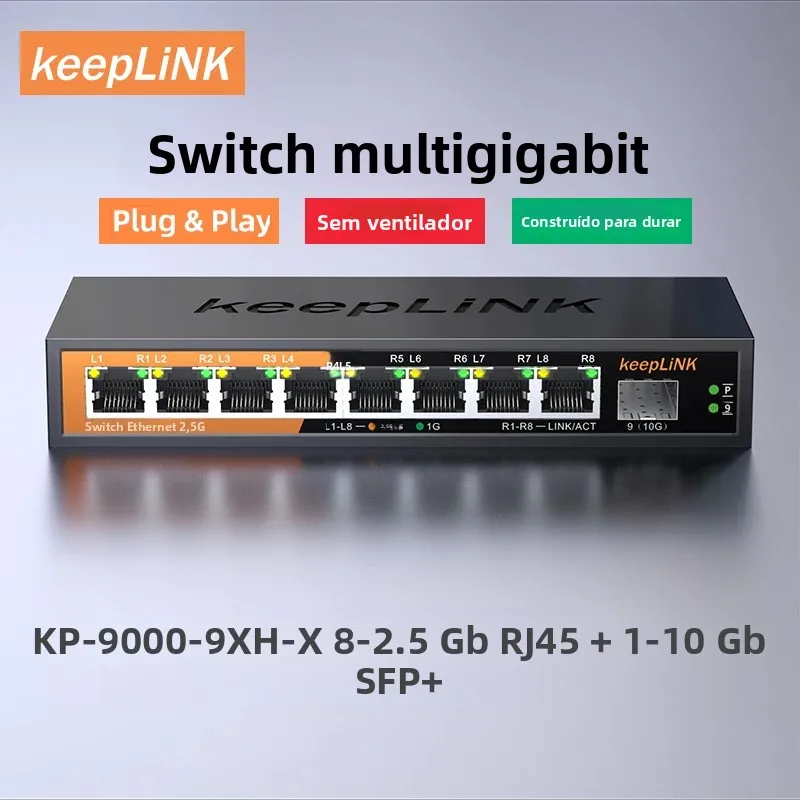 keeplink-conmutador-ethernet-multigigabit-de-9-puertos-sin-administrado-8-puertos-25g-rj45-1-puerto-10g-sfp-enlace-ascendente-para-expansion-de-red
