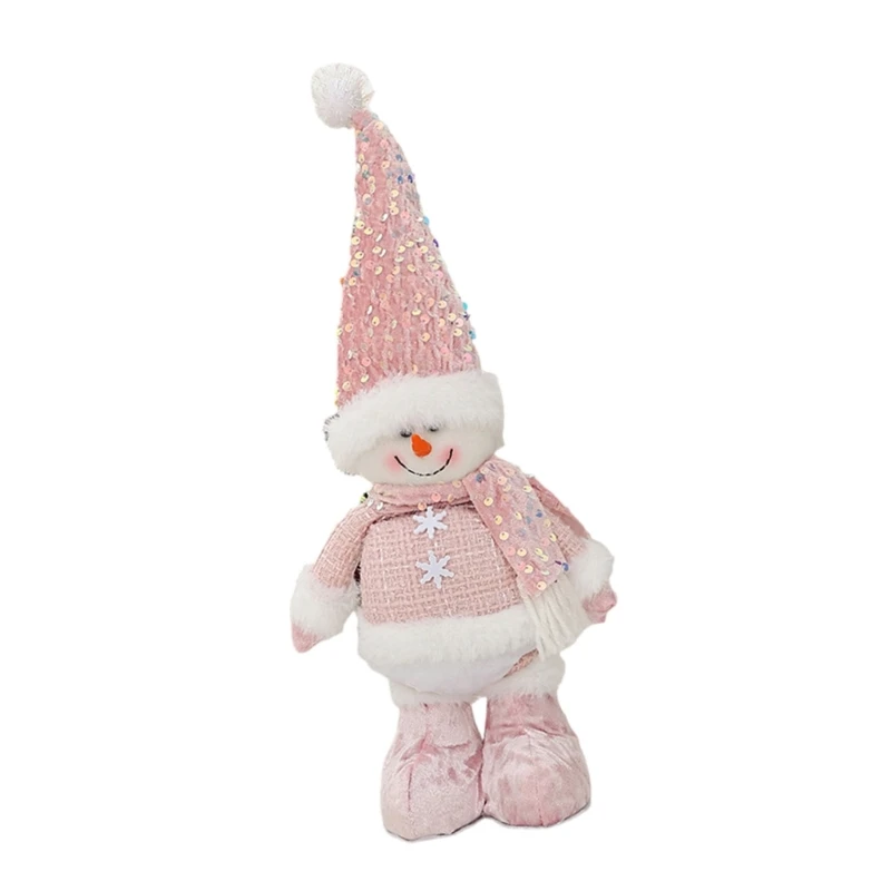 Boneka Berdiri dengan Dapat Diperpanjang Dekorasi Santa/Manusia Salju/Rusa Ornamen Pajangan Meja Liburan Buatan