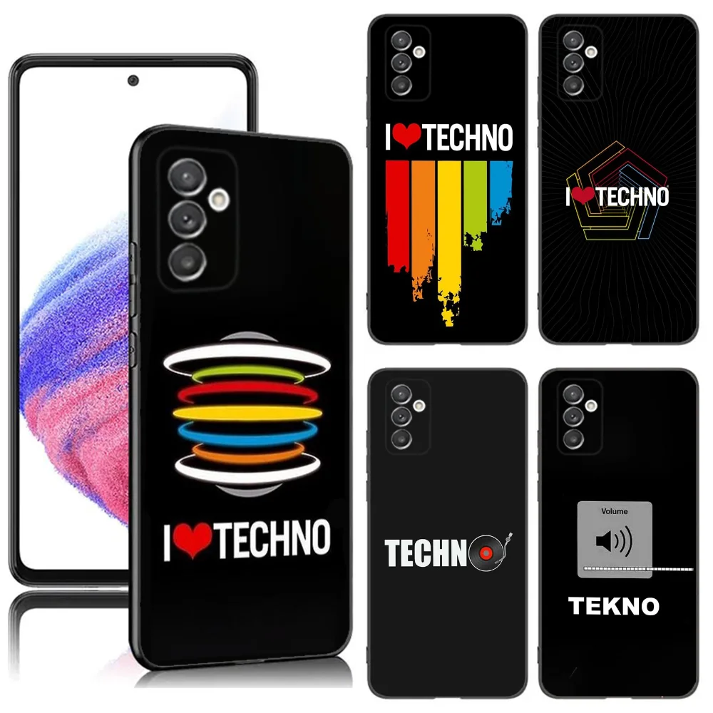 T-Techno Music Art Phone Case For Samsung S24,23,22,30,21,10,9,Ultra,Plus,Lite,FE,5G Black Soft Case