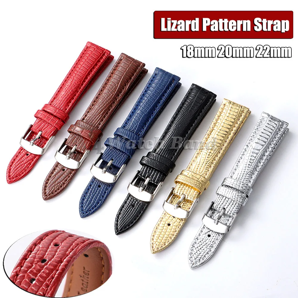 18/20/22mm Lizard Pattern Leather Watch Strap for Men Women Watch Bands Wristband for Huawei Watch Gt 7 Pro Universal Bracelets