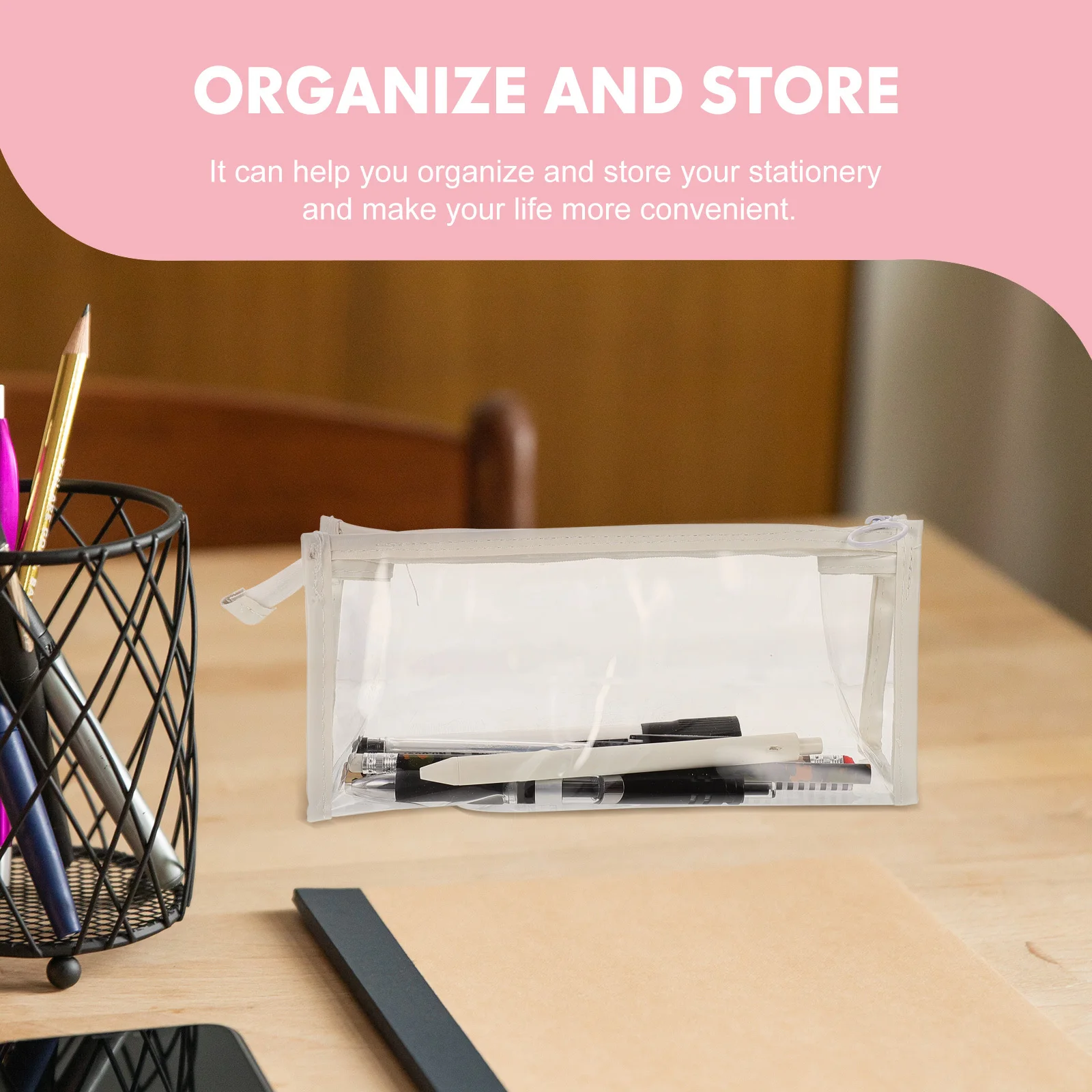 

2pcs Pencil Large Capacity Stationery Organizer Students Stationery Bag For Students Kids Office Staff School Supplies