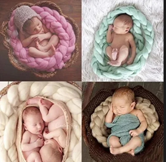 جديلة ميرينو مكتنزة 18 ميكرون، حشو سلة جديلة 2 متر دعائم تصوير لحديثي الولادة نيوي بونز فورتوسيجن فيصور ملحقات لحديثي الولادة #6