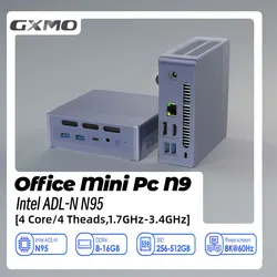 GXMO-Mini PC N9 para juegos, 8GB de RAM, 256GB, M.2, SSD, con procesador Intel N95, Gaming/Home/Business, un solo ventilador