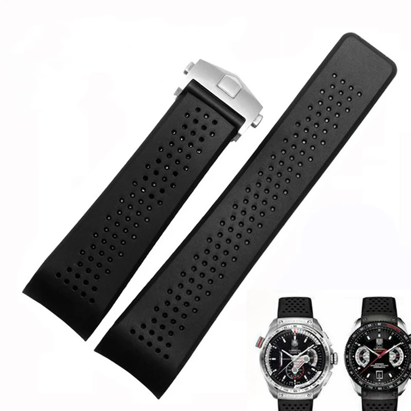 

Watch Bracelet For TAG HEUER GRAND CARRERA AQUARACER Soft Silicone Wristband 22 24mm Men Watc Strap Rubber Watch Band Chain