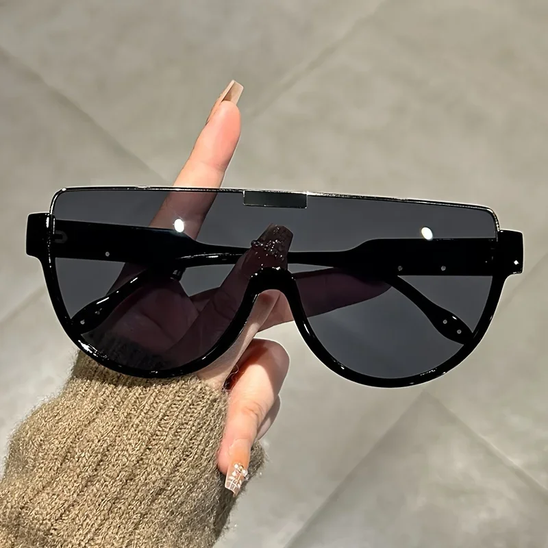 Halloween Christmas Unisex Large Frame Semi-Round Anti-Glare Fashion Glasses - Large Oval Frame, Lightweight and Durable, Suitable for Hiking, Beach and Daily Outdoor Use - Fashion Trend Goggles