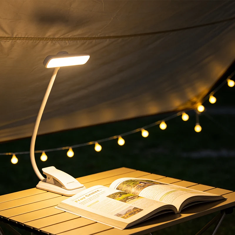 

Светодиодная лампа для чтения, защищающая глаза, с креплением-прищепкой, перезаряжаемая, с регулировкой яркости, гибкая, для ночного чтения