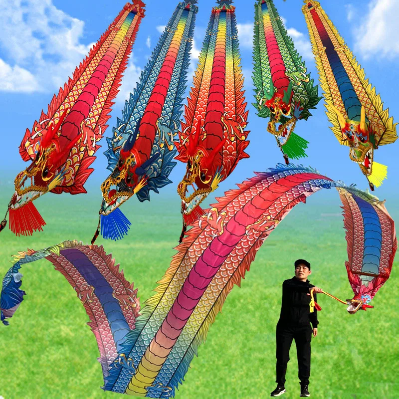 Dragon dance ribbon fitness dragon square dancers play the elderly dragon head props sports performance