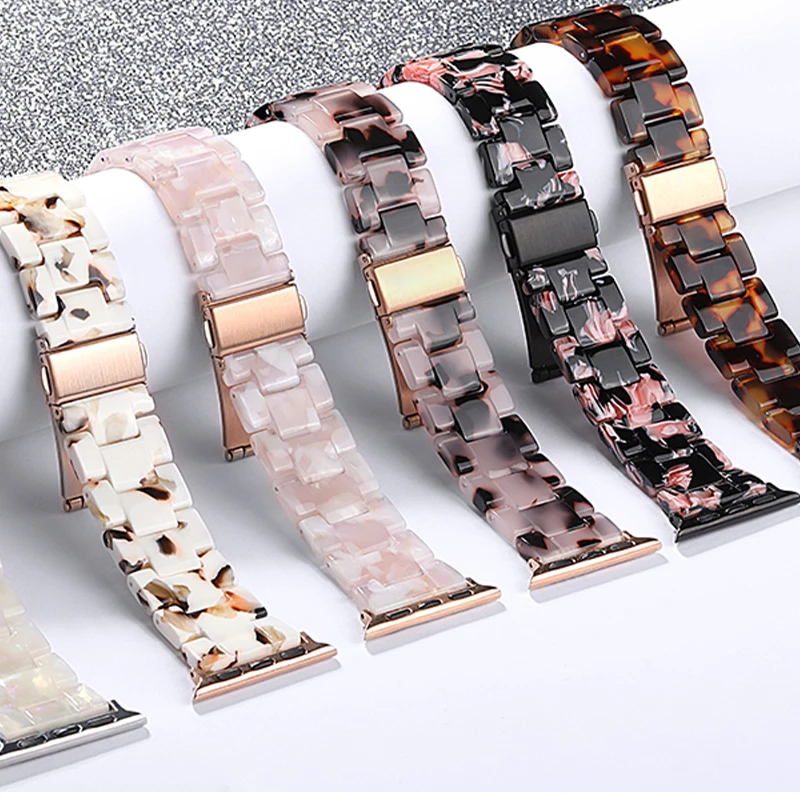 Resin Strap for Apple Watch Ultra Band 42 44mm 40mm 49mm 41mm 38 45mm Wristband Correa Bracelet for iWatch SE Series 9 8 7 6 5 4