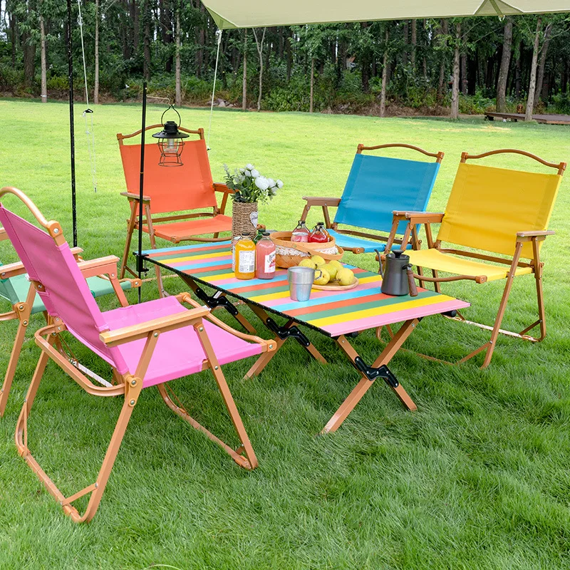 

Color Kermit Chair Outdoor Rainbow Folding Table Camping Fishing Portable Folding Stool Table