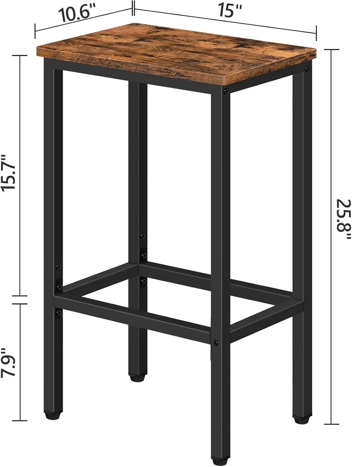 Bar Stools,Set of 2 Bar Chairs,Kitchen Breakfast Stools with Footrest,25.8