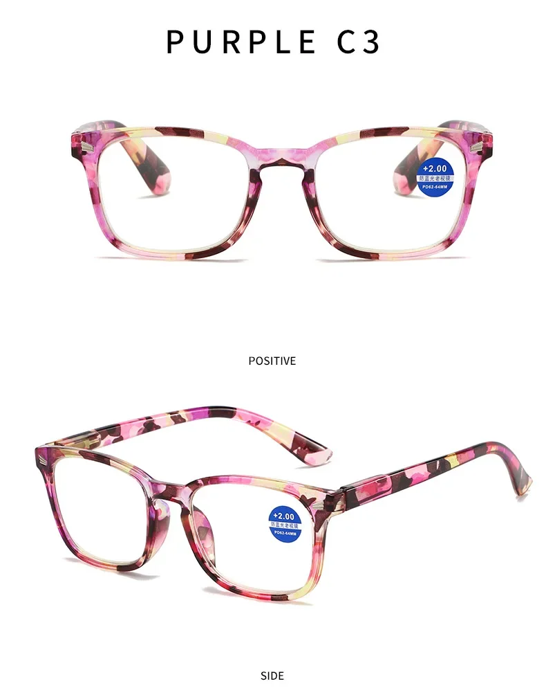 Hochauflösende Anti-Blau-Lesebrille, modische ultraleichte Presbyopie-Brille für Damen + 100 + 150 + 200 + 250 + 300 + 350 + 400 – Detail 12