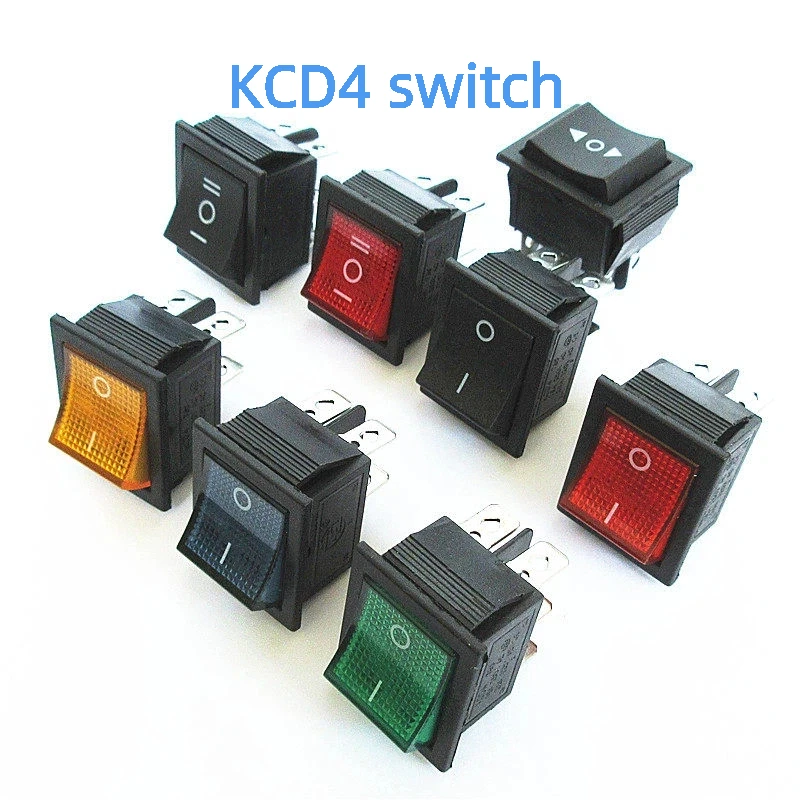 

10PCS KCD4 Rocker Switch ON-OFF ON-OFF-ON 4PIN / 6Pin with Light Power Switch 16A 250VAC/ 20A 125VAC Ship Type Switch