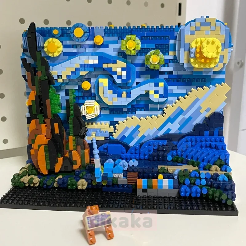 Kanagawa Building Blocks Toys Creative 3D Puzzle Van Gogh Starry Painting Micro Blocks Juguetes Bricks Toys for Boys Girls Gift