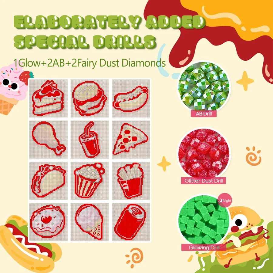 Ever Moment High Quality Mini Diamond Painting 12 Pcs/set Hamburger Small Painting Fast Food Diamond Art MP003 view 2