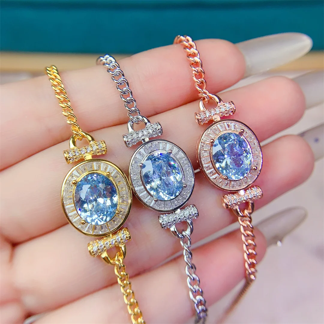 

Luminous Natural Topaz S925 Sterling Silver Bracelet Fashionable Ladies Gift for Gatherings Elegance Glowing Refined