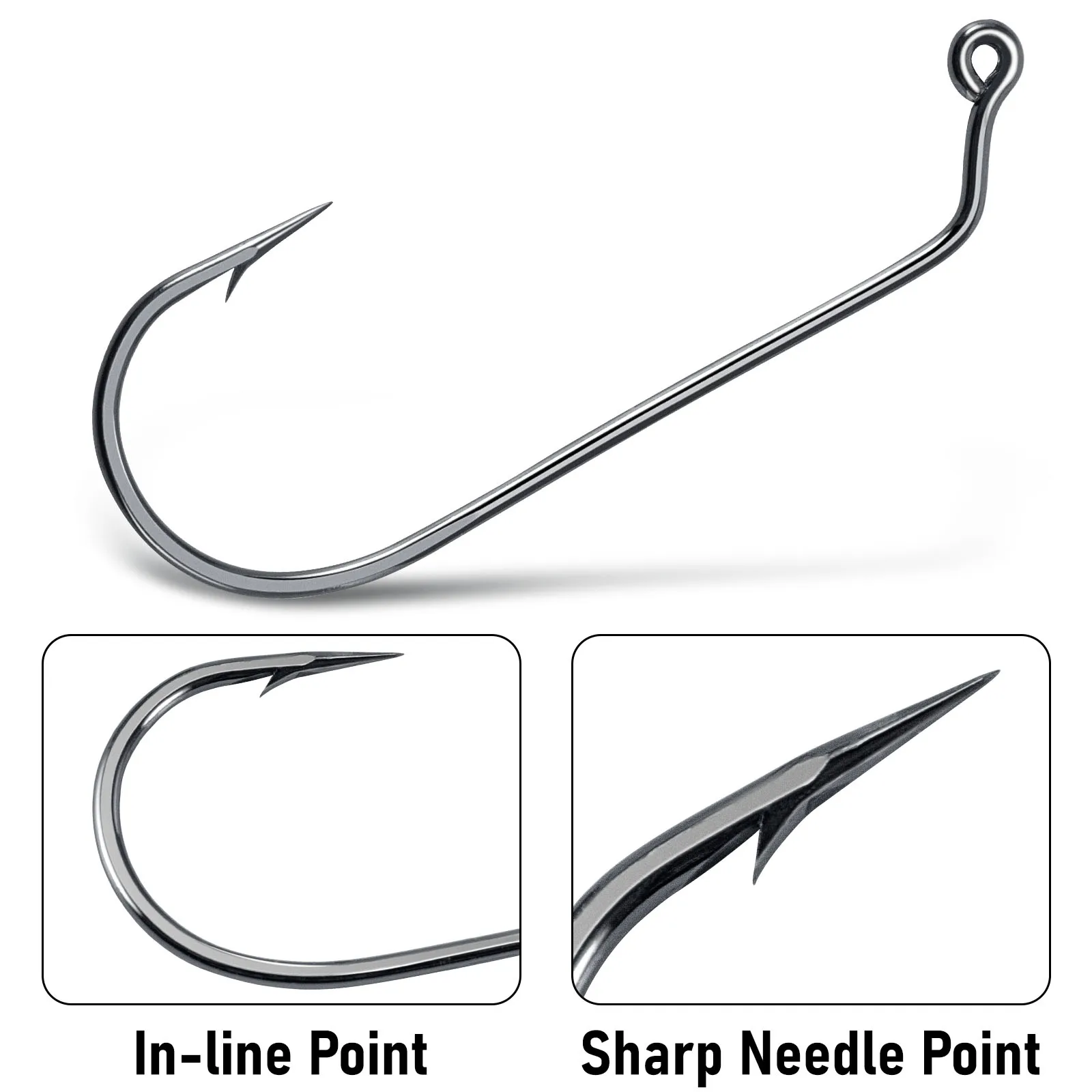 1#-8/0# 60° Jig Hooks High Carbon Steel Aberdeen Jig Hooks Long Shank Hooks Round Bend Worm Hook for Swimbait Jigs Ned Rig