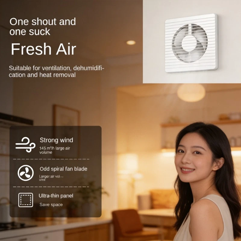 Powerful Quiet Glass Window Wall Mounted Exhaust Fan Household Bathroom Ventilation Fan