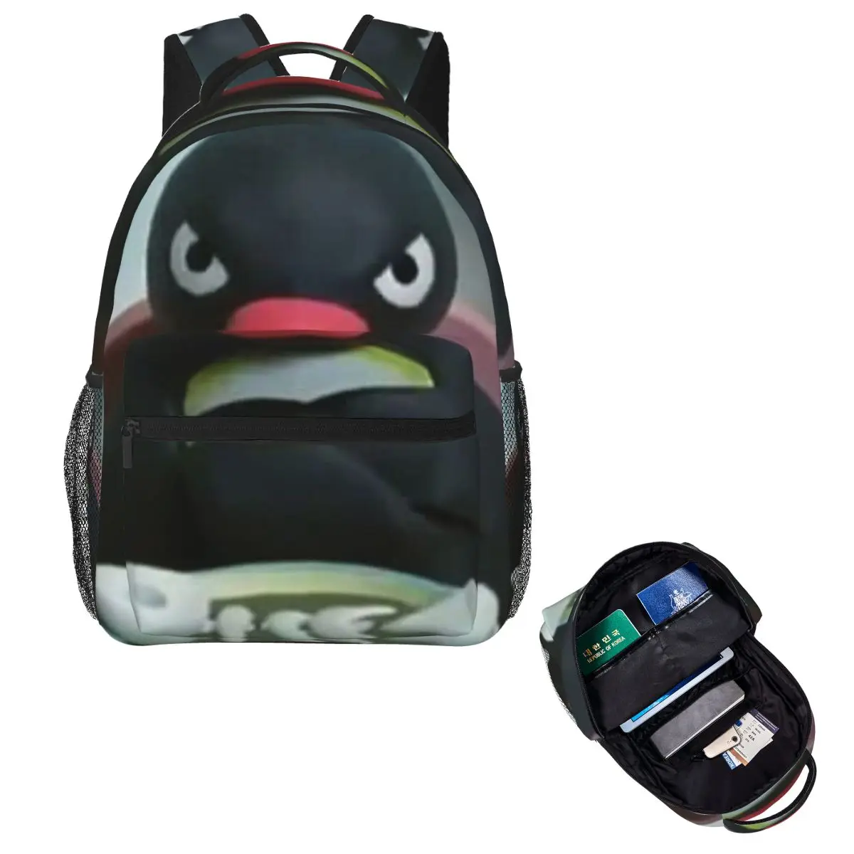 Pingu The Penguin Angry - Noot Noot Backpack Hot Sale Daypack Large Capacity Boys Girls BookBag School Bag Shoulder Bags for Men