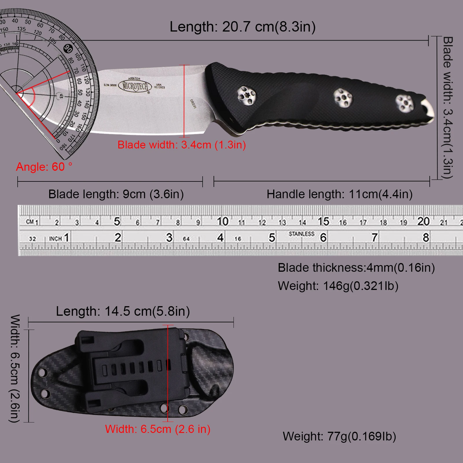 USA M390 outdoor hunting knife + scabbard, all-in-one jungle hunting knife, outdoor EDC survival knife - view 5